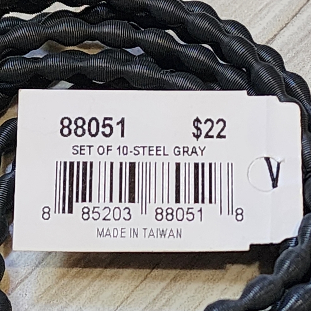 Cookie Lee Steel Gray Set Of 10 Stretch Bangle Bracelets #88051 NWT - Picture 3 of 7